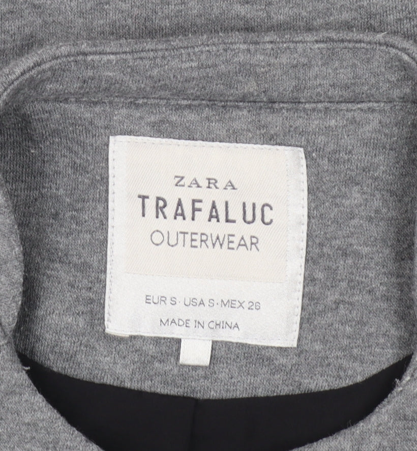 Zara Women Grey Slim Fit Collarless Lined Jacket Size S