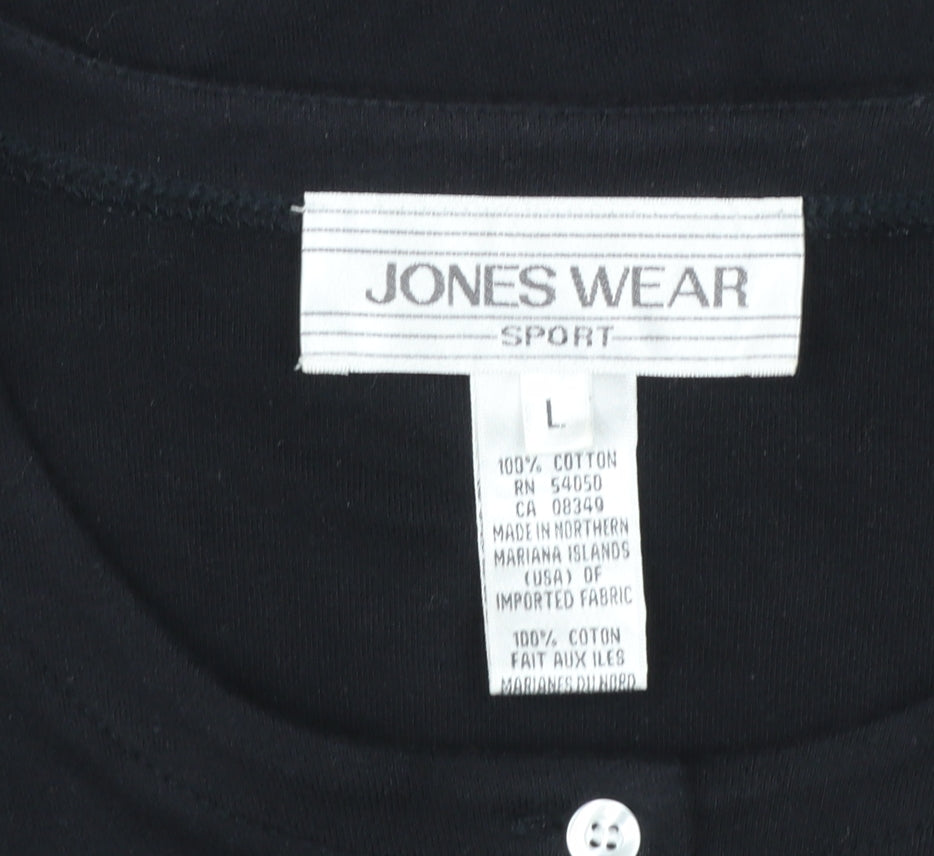 Jones Wear Women’s Black Striped Cotton Button-Up Top L