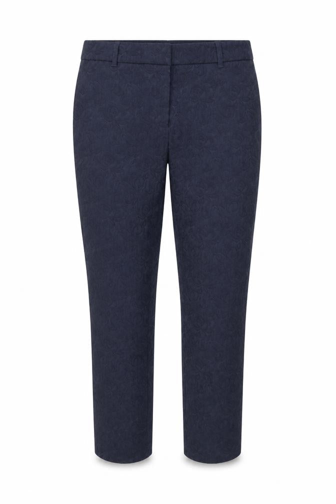 Next Women Blue Floral Jacquard Cropped Slim Trousers Size 10