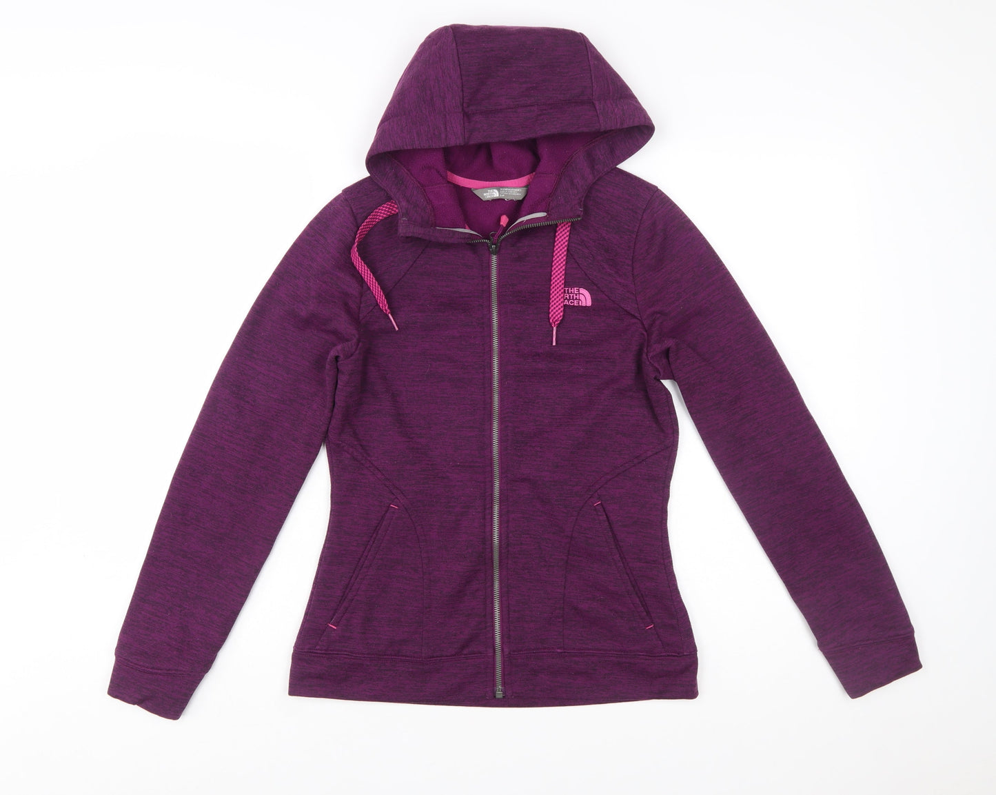 The North Face Womens Purple Full Zip Hoodie Size S Fleece Lined Outdoor