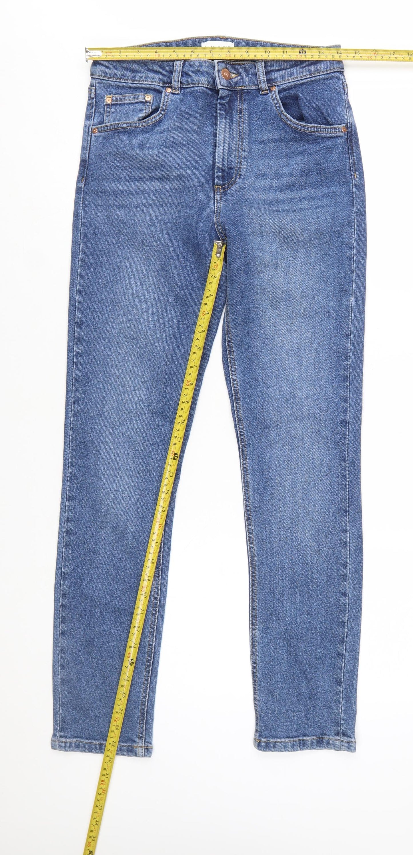 Warehouse Women's Blue Straight Regular Fit Mid Rise Jeans UK 10