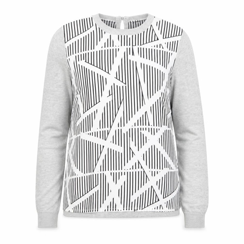 Principles by Ben de Lisi Women's Grey Geometric Long Sleeve Blouse Size 10