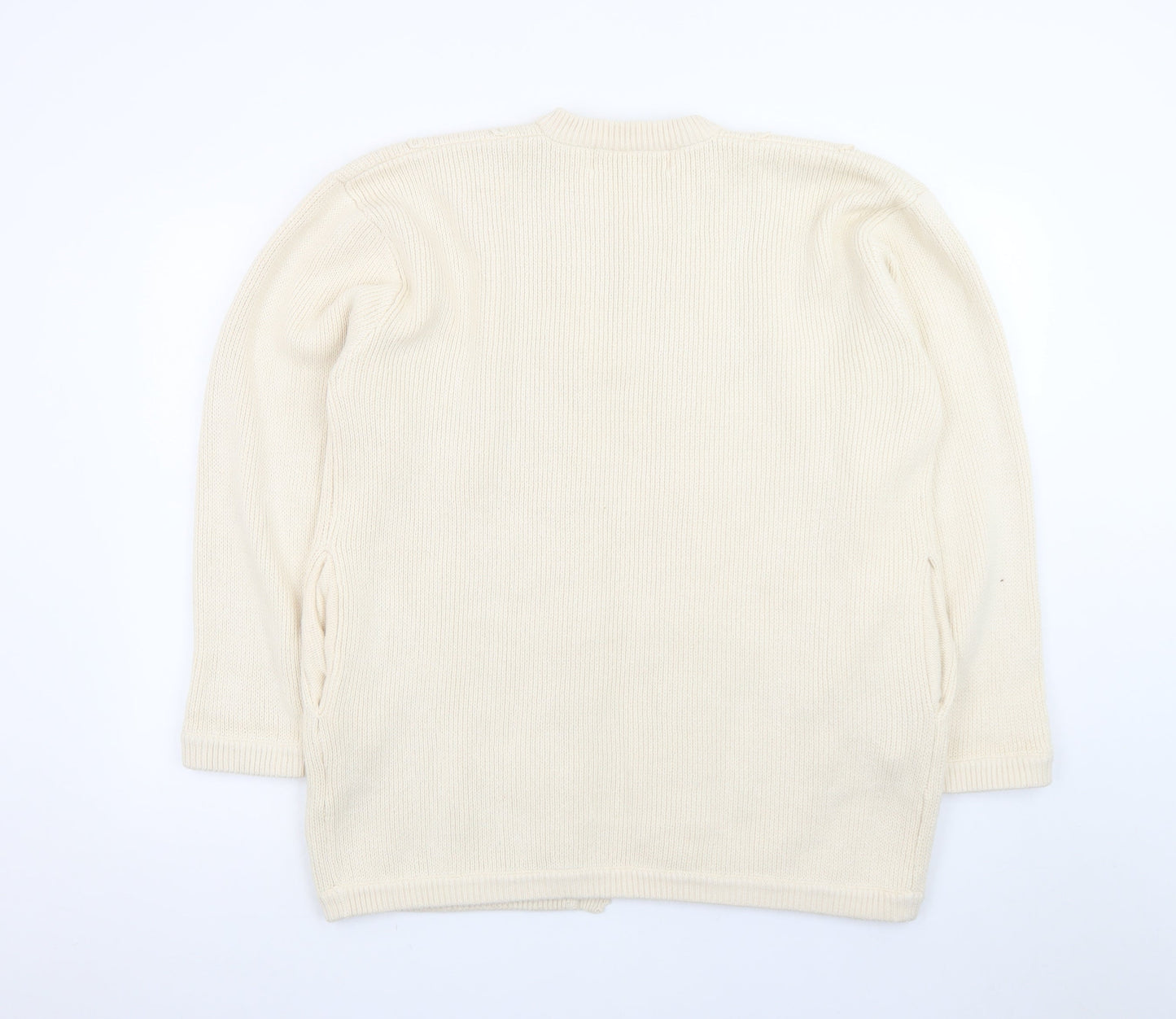 Excel Womens Ivory Cotton Knit Crochet Cardigan S