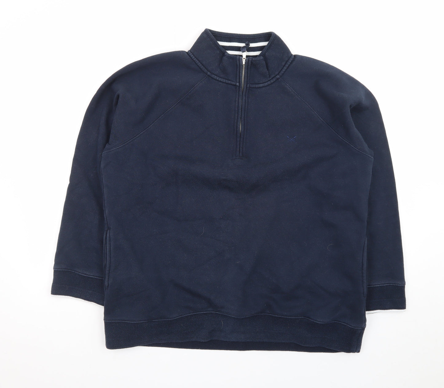 Crew Clothing Company Women Navy 1/2 Zip Sweatshirt Size 16 Cotton Blend