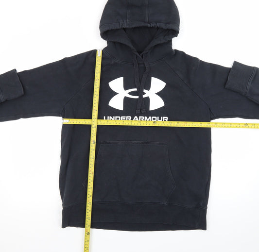 Under Armour Men’s Black Pullover Hoodie Small Graphic Logo Fleece