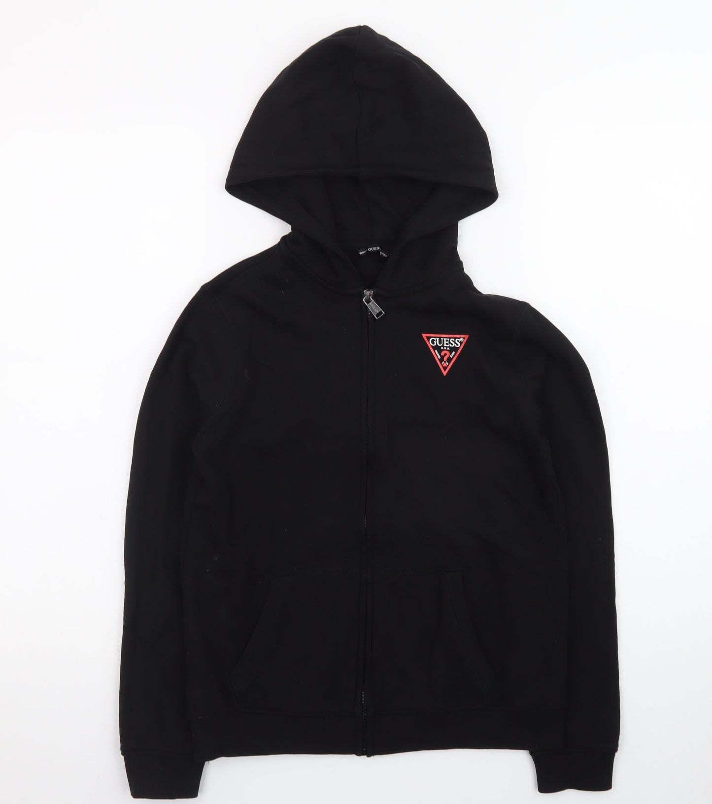 Guess Womens Black Size 12 Full Zip Hoodie Sweatshirt