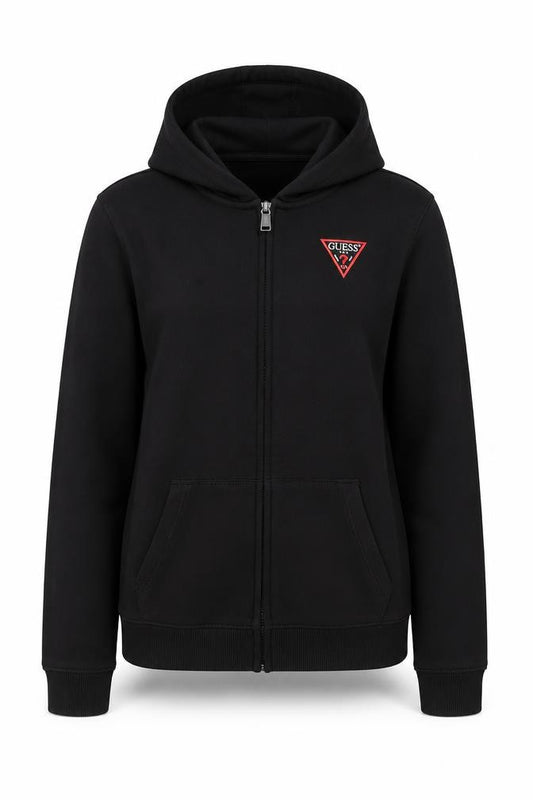 Guess Womens Black Size 12 Full Zip Hoodie Sweatshirt