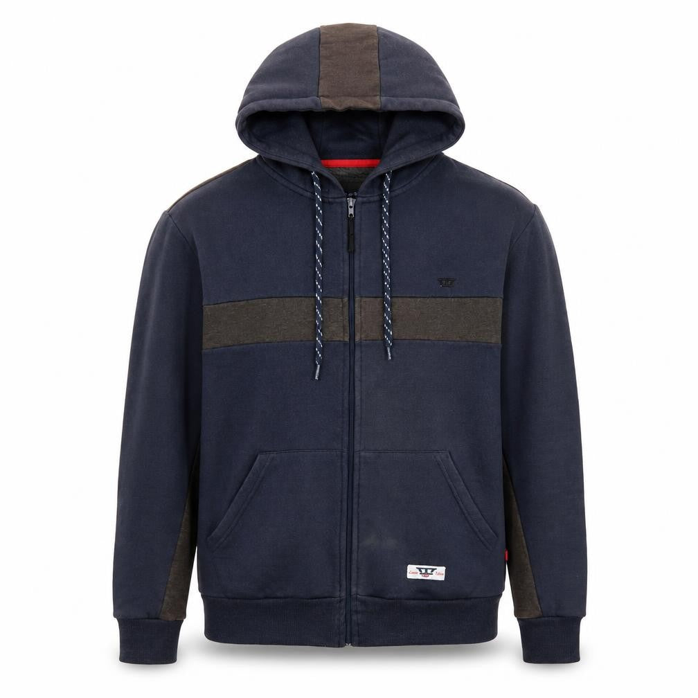 D555 Men’s Blue Full Zip Hoodie L Fleece Lined Casual Sweatshirt