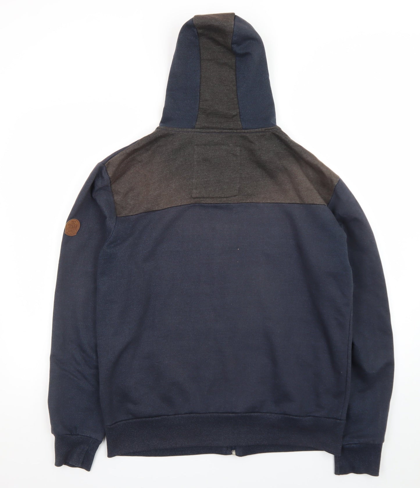 D555 Men’s Blue Full Zip Hoodie L Fleece Lined Casual Sweatshirt