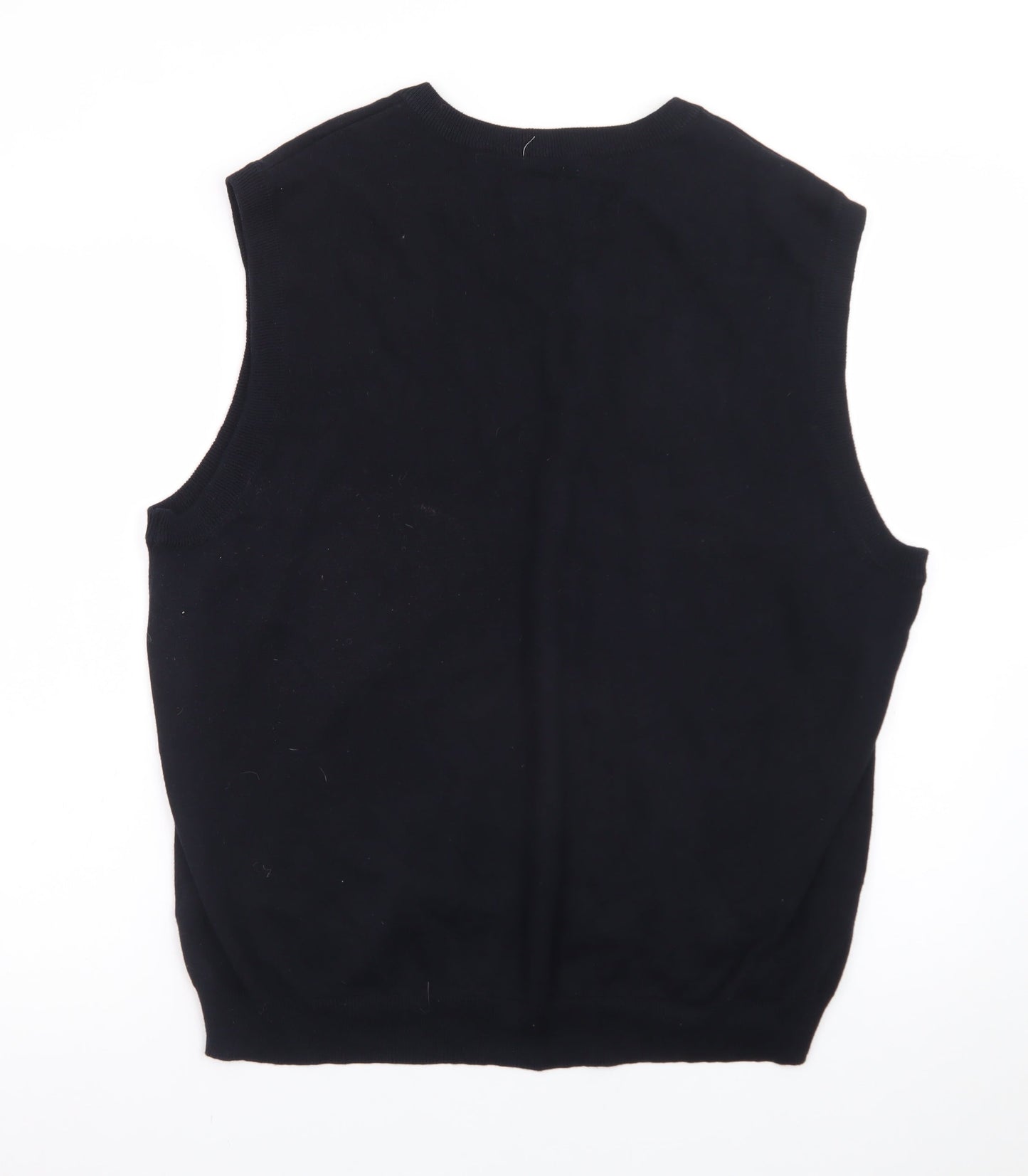 Saddlebred Men's Black Argyle Cotton Knit V-Neck Vest Size L