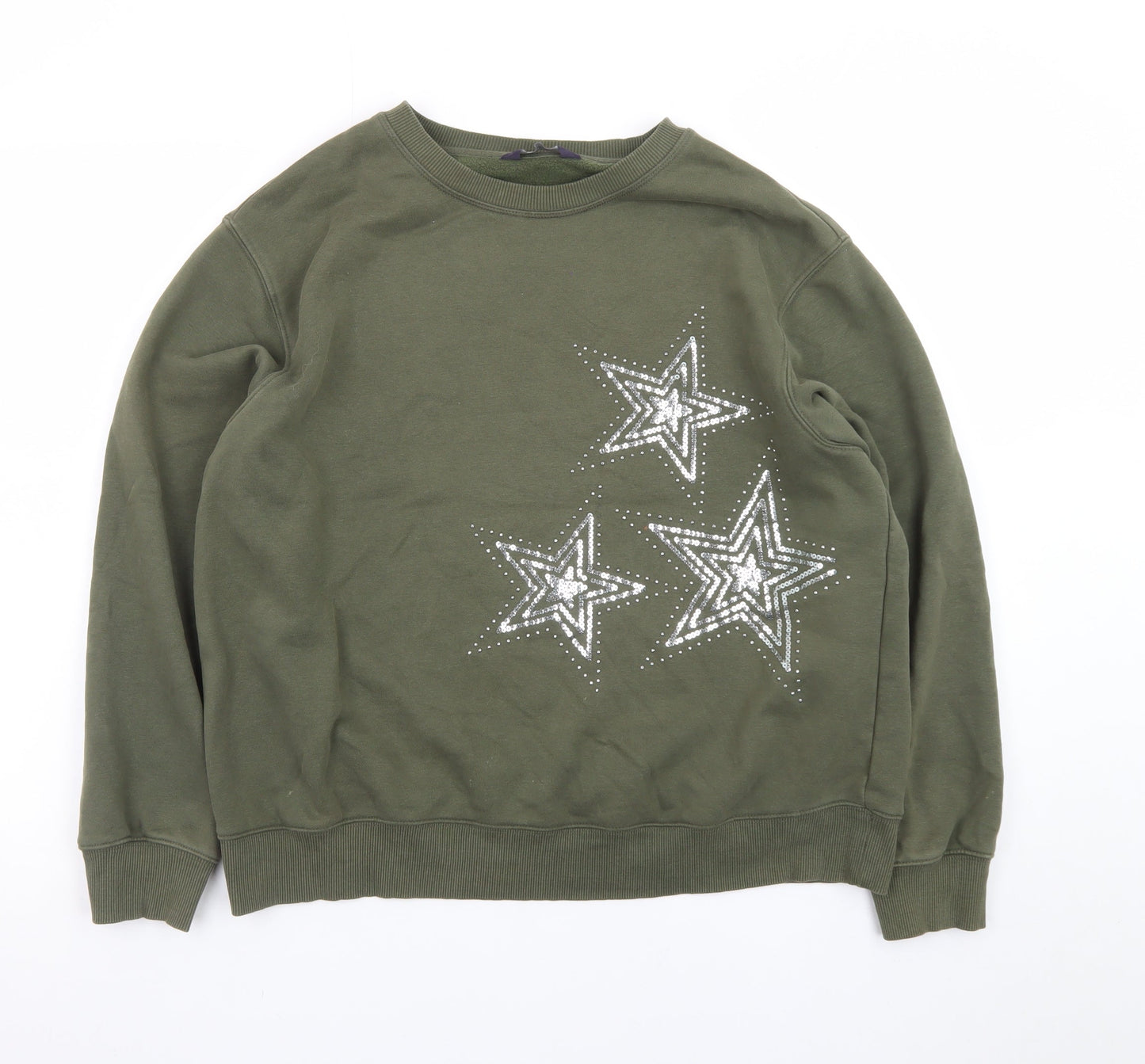 Marks and Spencer Women Green Sequin Star Sweatshirt Size 12