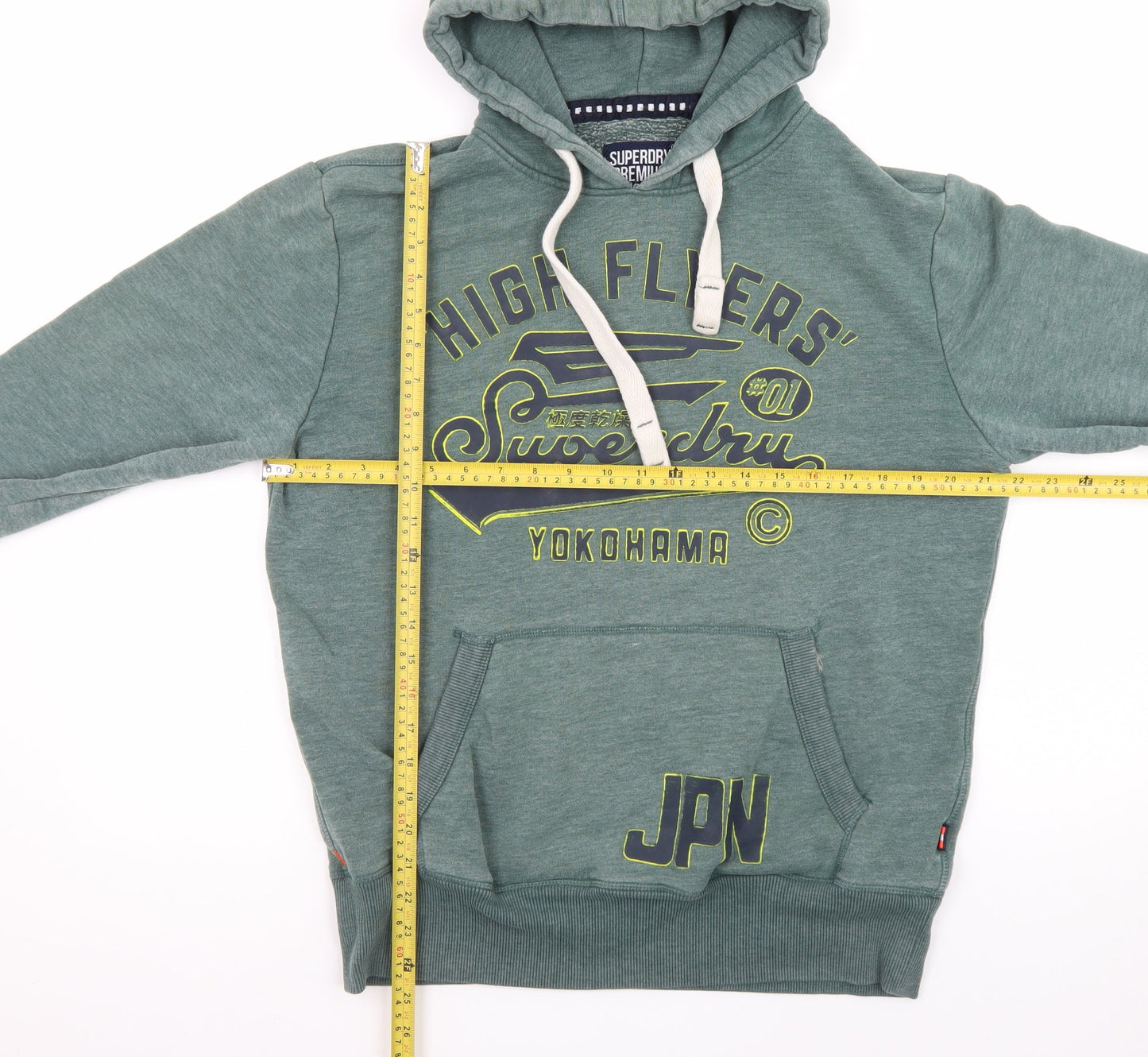Superdry Men's Green Pullover Hoodie L Graphic Print Logo Sweatshirt