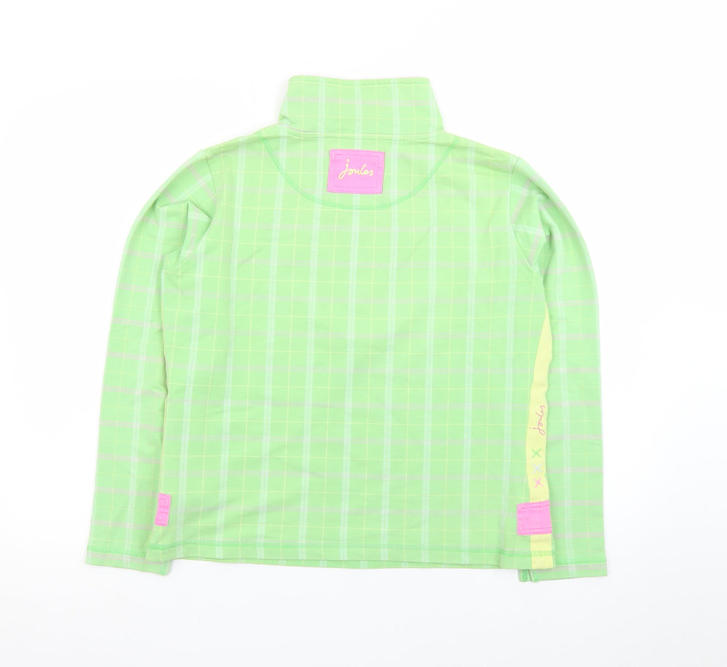 Joules Women’s Green Checked Long Sleeve Zip Neck Top Size 12