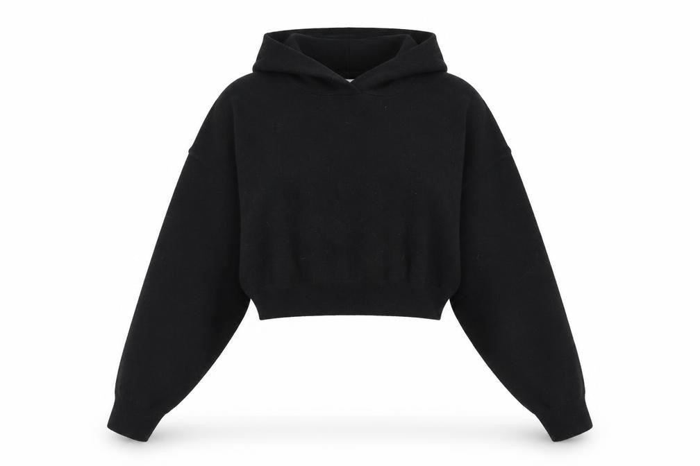 Zara Womens Black Wool Blend Hooded Pullover Jumper Size 12
