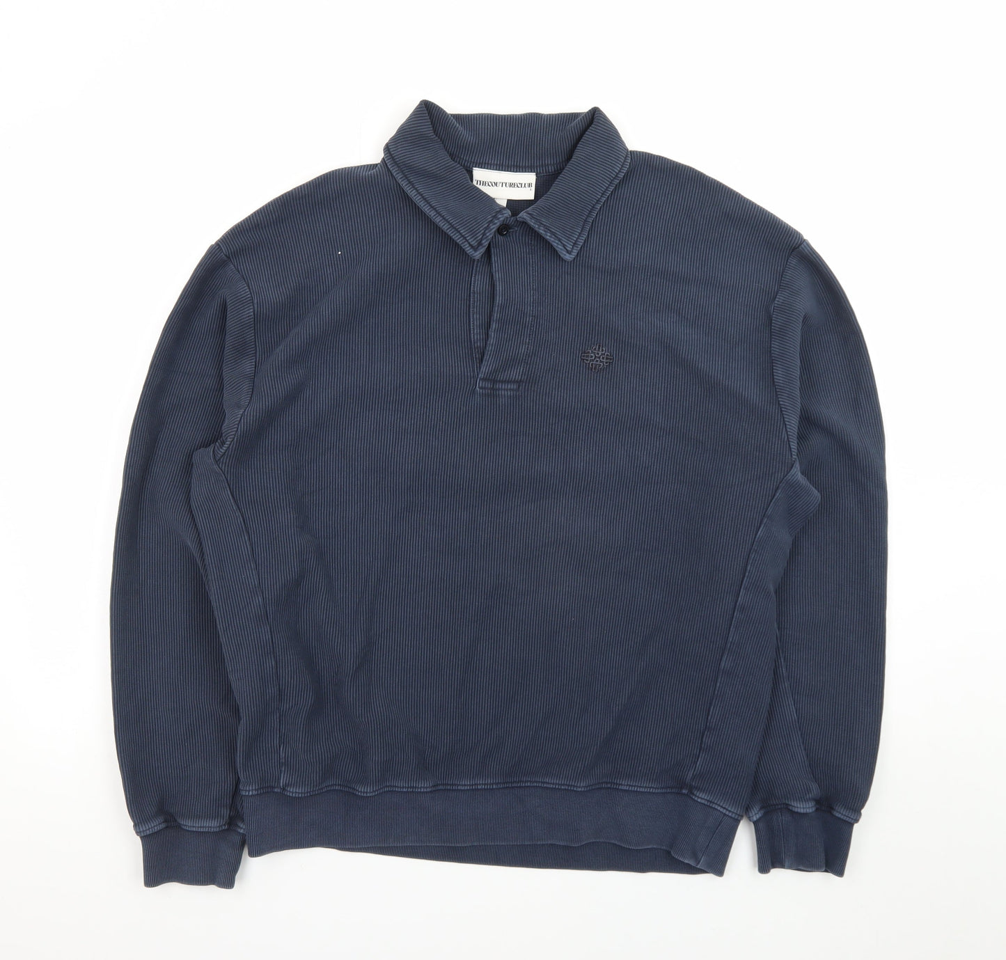 The Couture Club Men's Blue Collared Henley Sweatshirt Size L