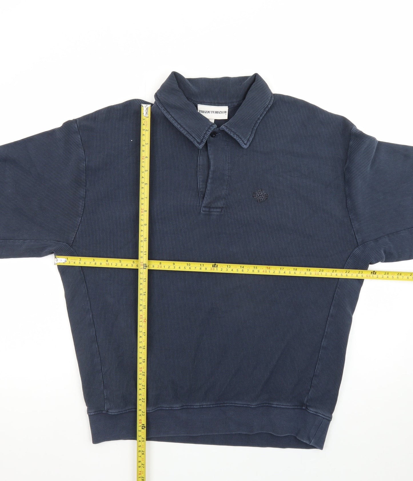 The Couture Club Men's Blue Collared Henley Sweatshirt Size L