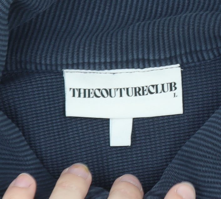 The Couture Club Men's Blue Collared Henley Sweatshirt Size L