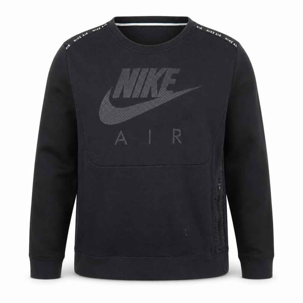 Nike Men Black M Pullover Sweatshirt Crew Neck Logo Zip Detail