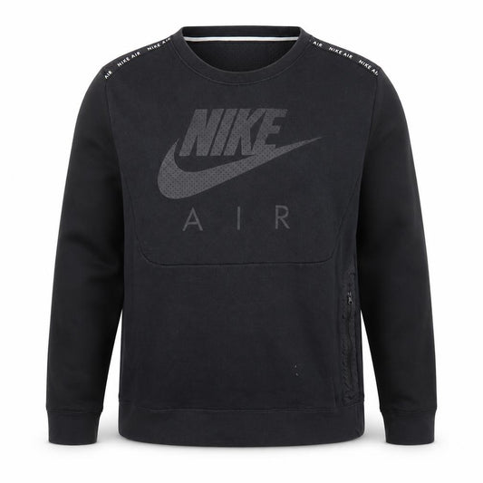 Nike Men Black M Pullover Sweatshirt Crew Neck Logo Zip Detail