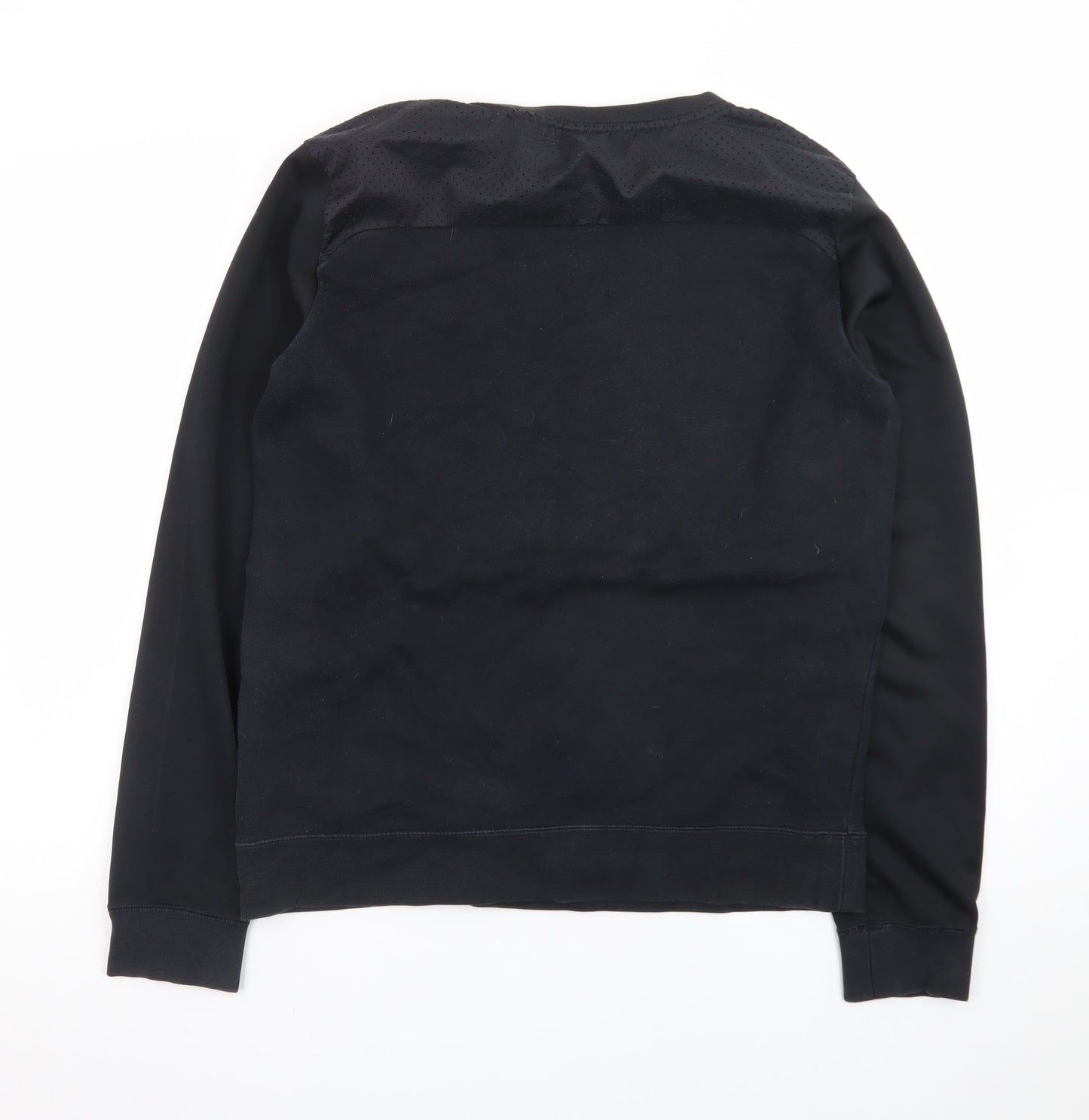 Nike Men Black M Pullover Sweatshirt Crew Neck Logo Zip Detail