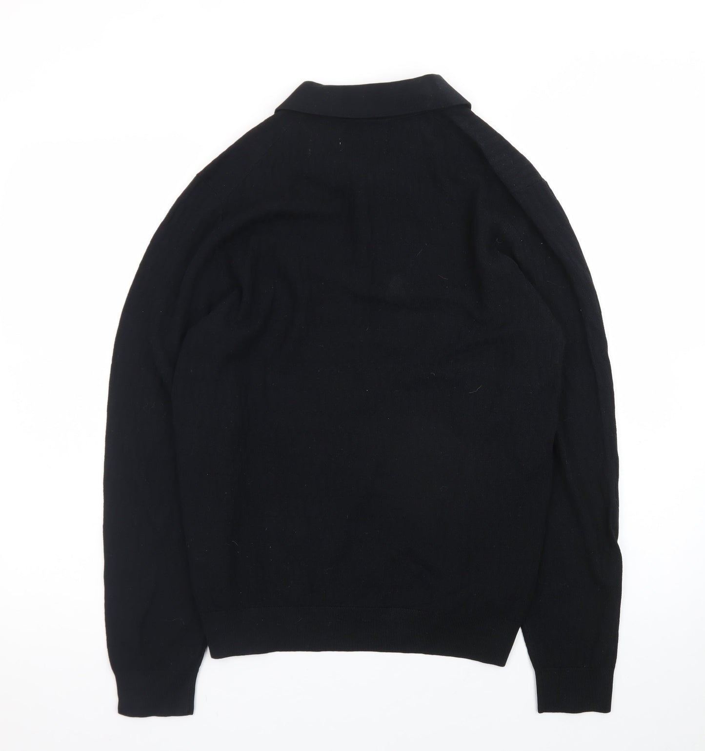 Marks and Spencer Men's Black Cotton Modal Long Sleeve Polo M