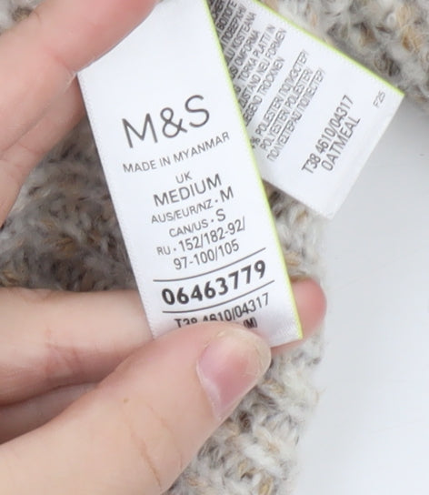 Marks and Spencer Women's Beige Chunky Knit V-Neck Cardigan M