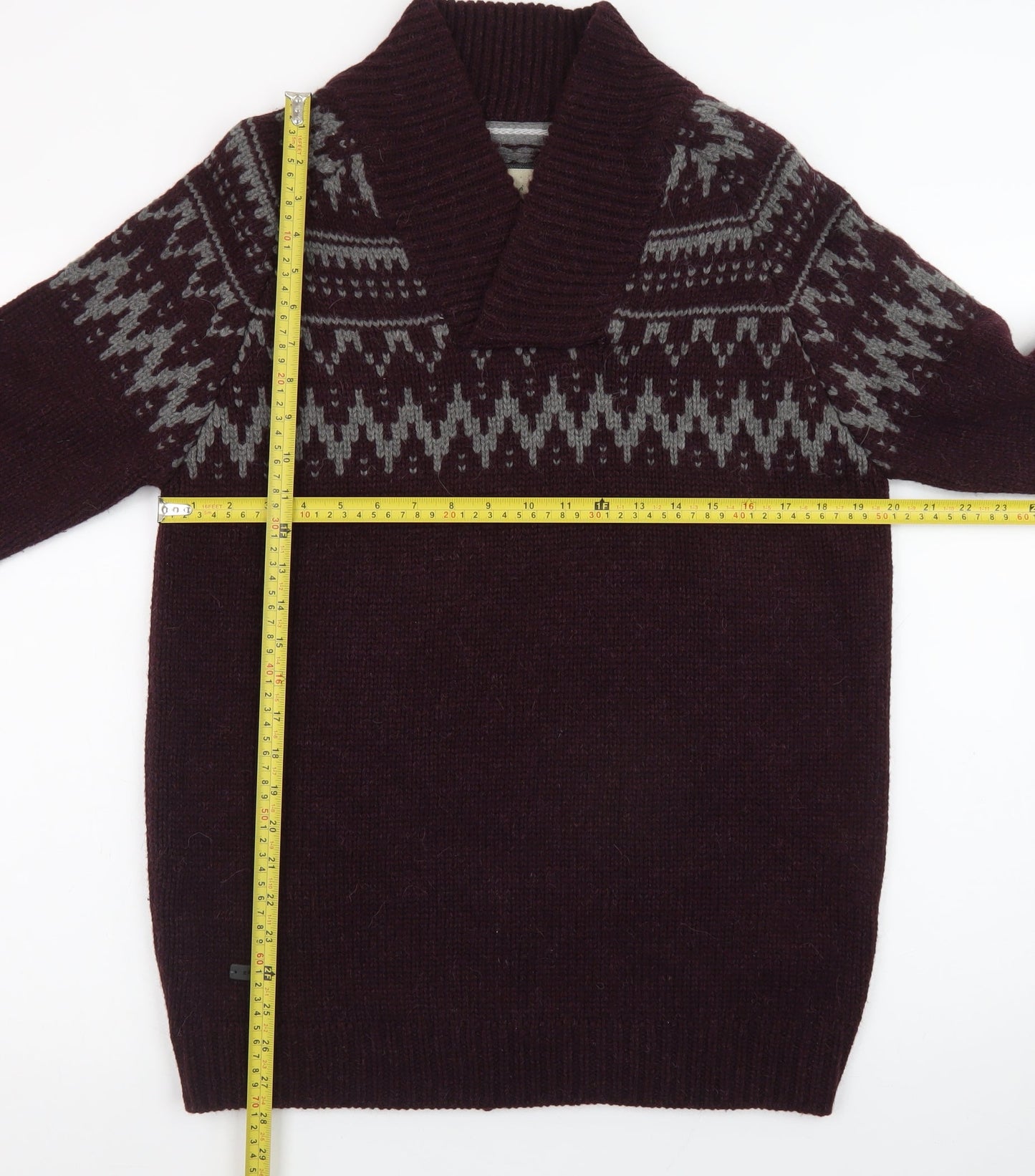 Rocha John Rocha Men’s Brown Fair Isle Wool Jumper Size M