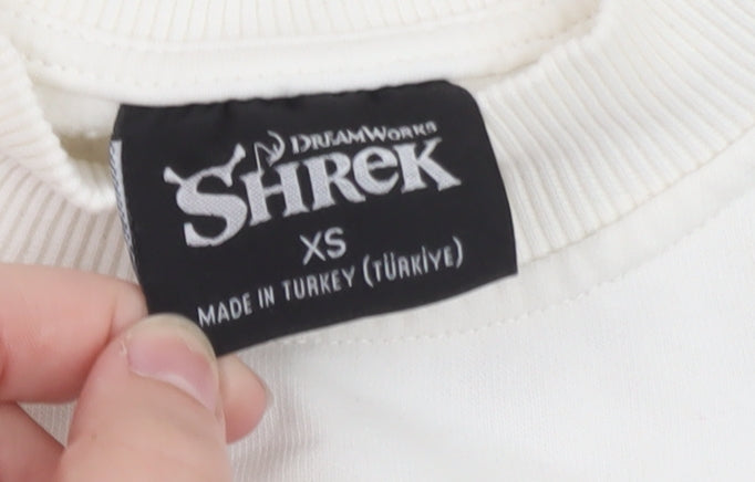 DreamWorks Shrek Donkey Graphic White Sweatshirt XS Women