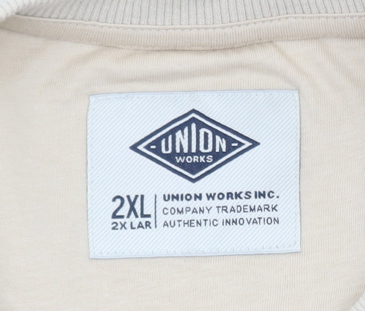 Union Works Men Beige 2XL Pullover Sweatshirt Classic Knit