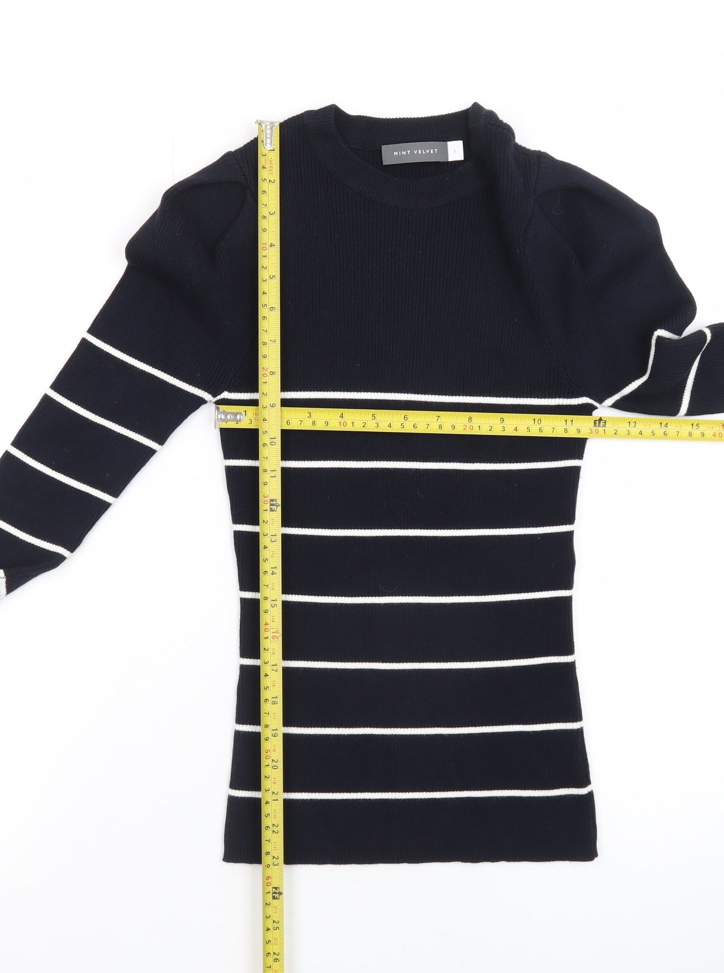 Mint Velvet Women’s Blue Striped Crew Neck Pullover Jumper Size S