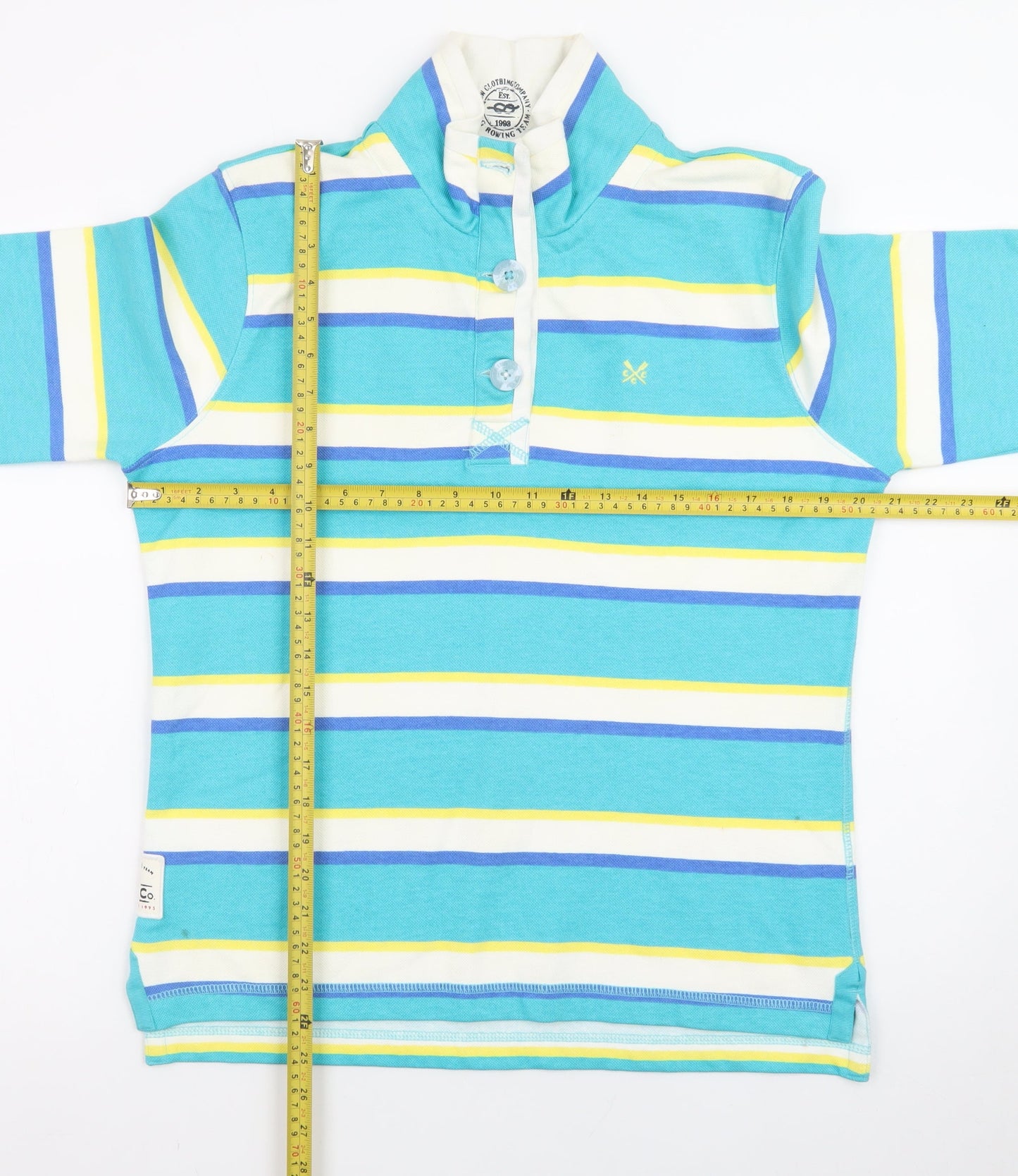 Crew Clothing Co. Women’s Multicoloured Striped Cotton Long Sleeve Polo Size 12