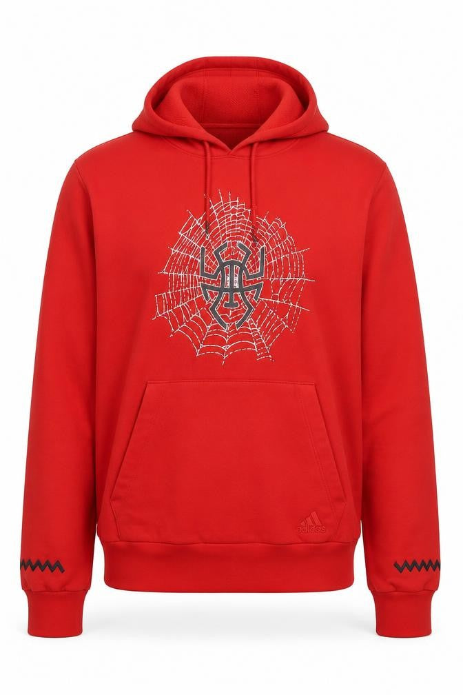 Adidas Men's Red Pullover Hoodie M Hooded Graphic Sports Sweatshirt
