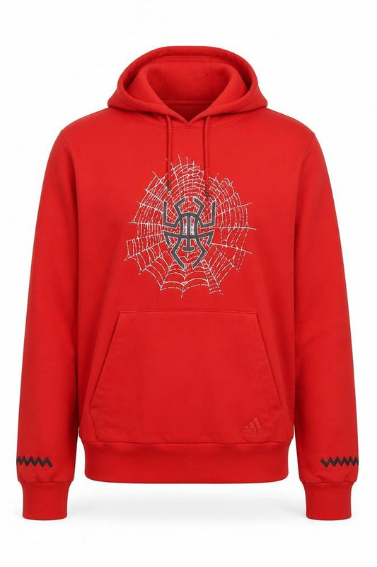 Adidas Men's Red Pullover Hoodie M Hooded Graphic Sports Sweatshirt