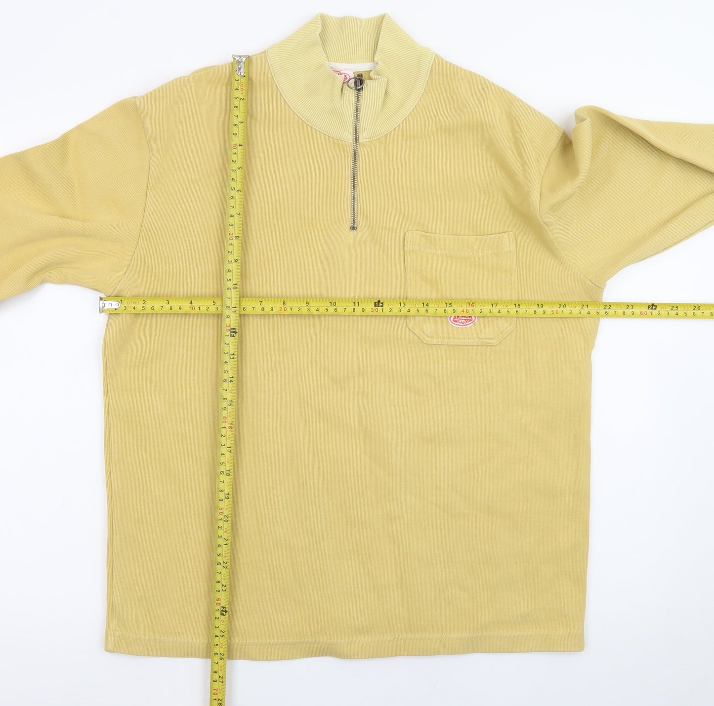 Armor Lux Men's Beige 1/2 Zip Cotton Mock Neck Sweatshirt M
