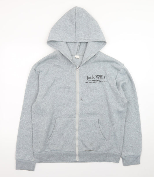 Jack Wills Men's Grey Full Zip Hoodie L Regular Fit