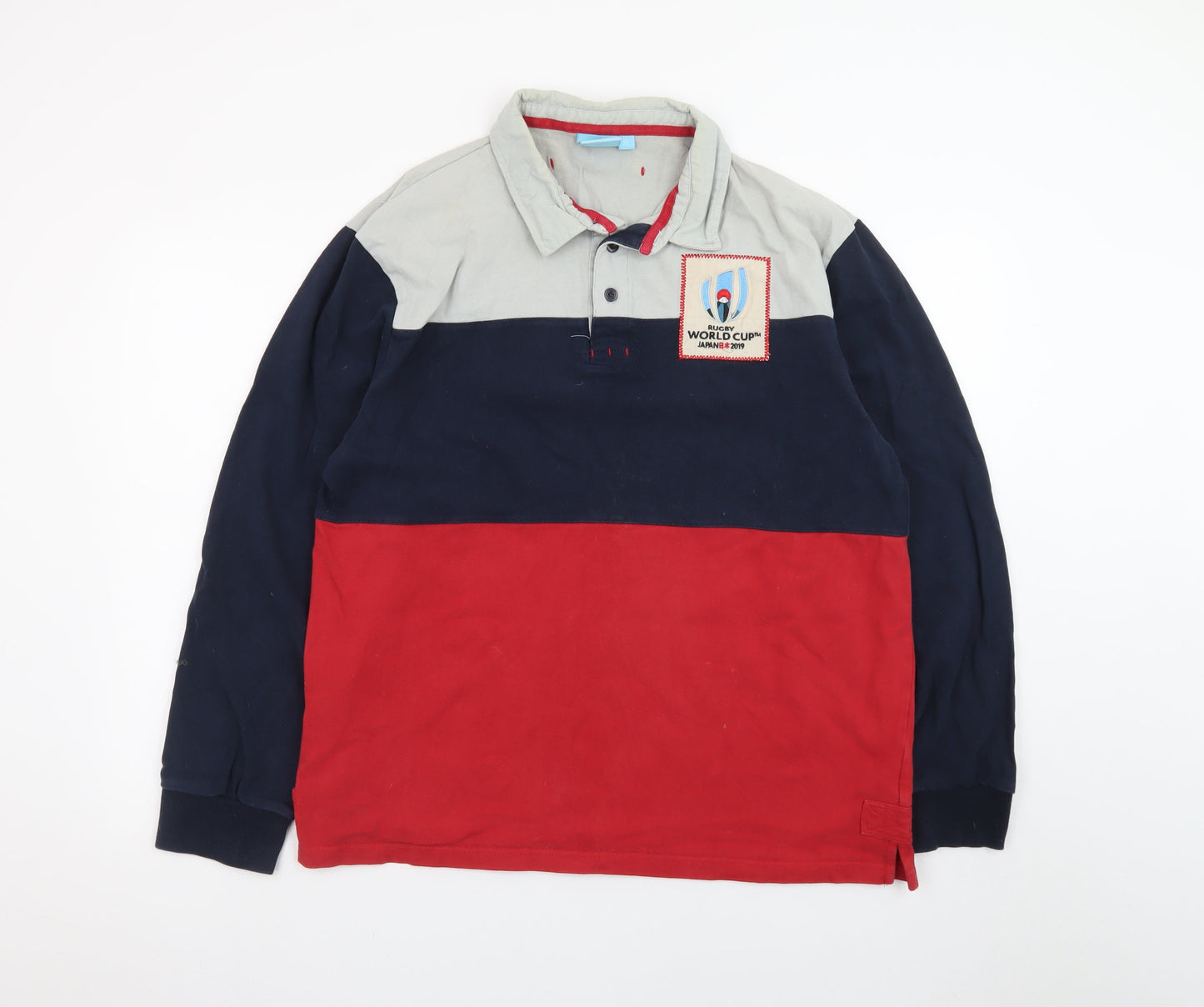 Rugby World Cup 2019 Men’s Navy Red Grey XL Long Sleeve Polo Shirt