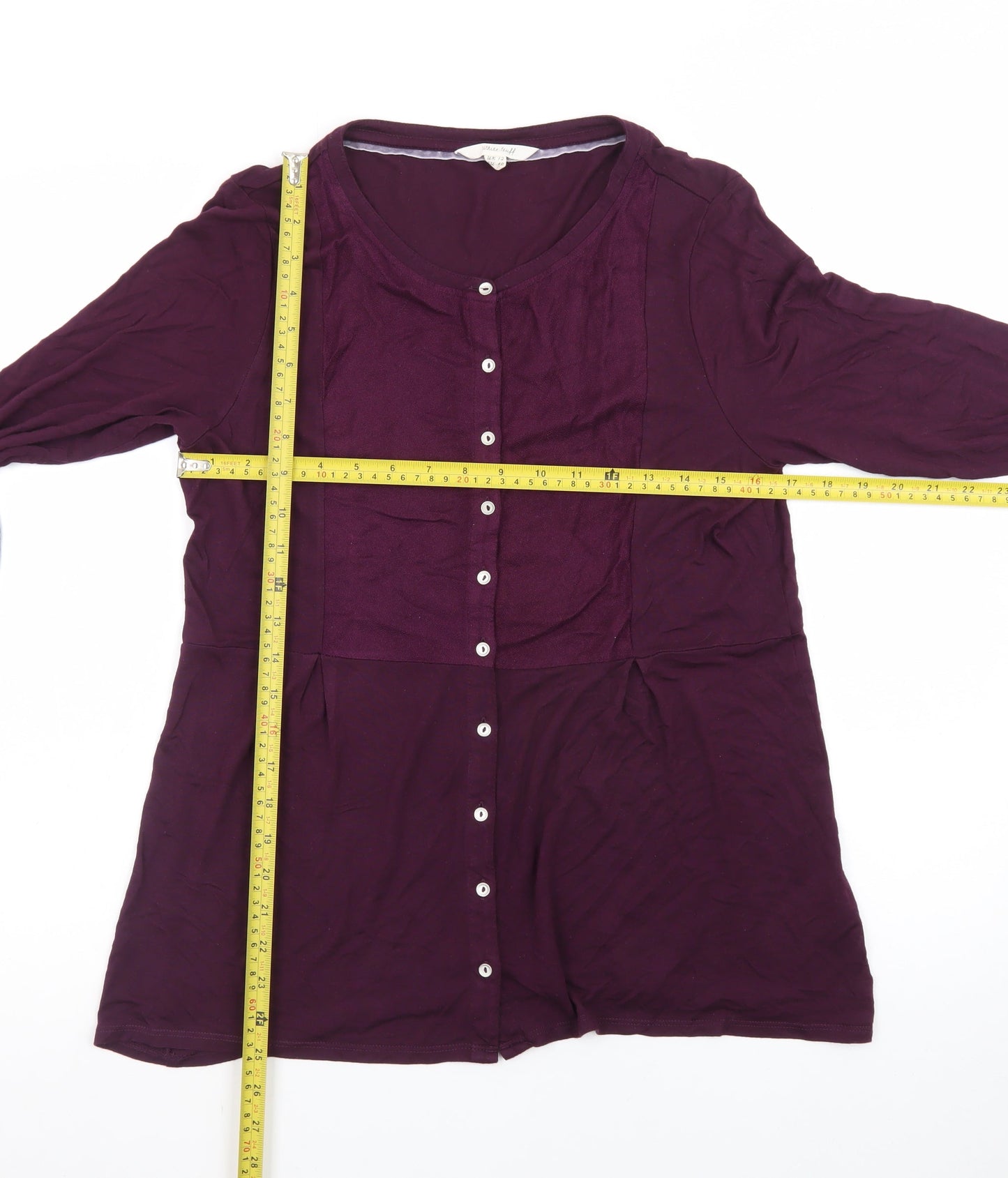 White Stuff Women’s Purple Long Sleeve Tunic Blouse UK 12