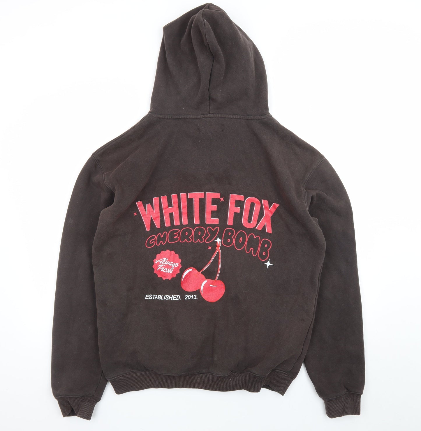 White Fox Women Black Cherry Bomb Pullover Hoodie S/M Cotton Blend