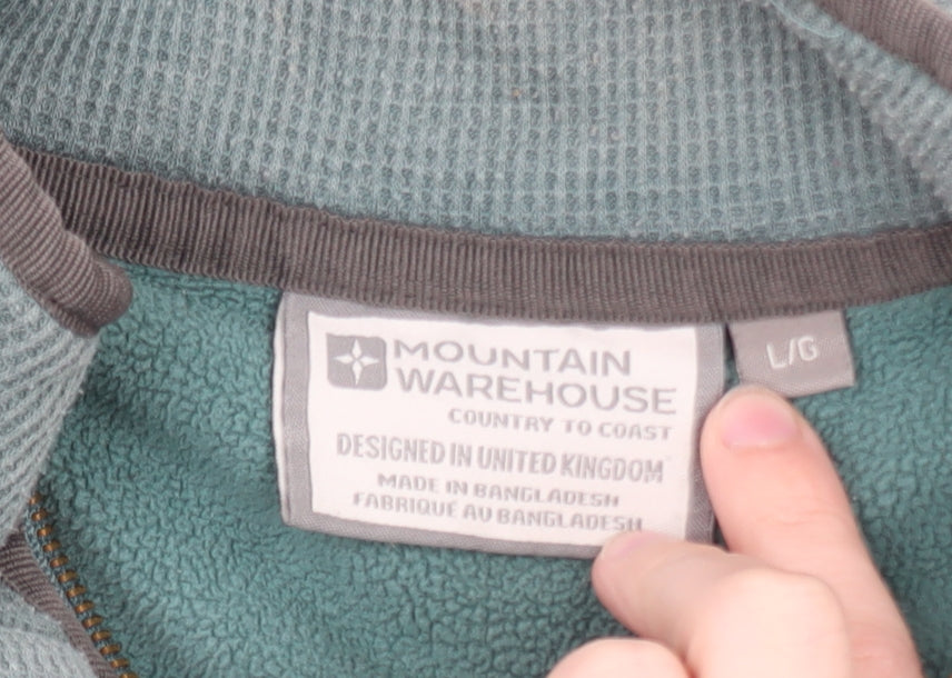Mountain Warehouse Men’s Green 1/4 Zip Fleece Pullover Sweatshirt L
