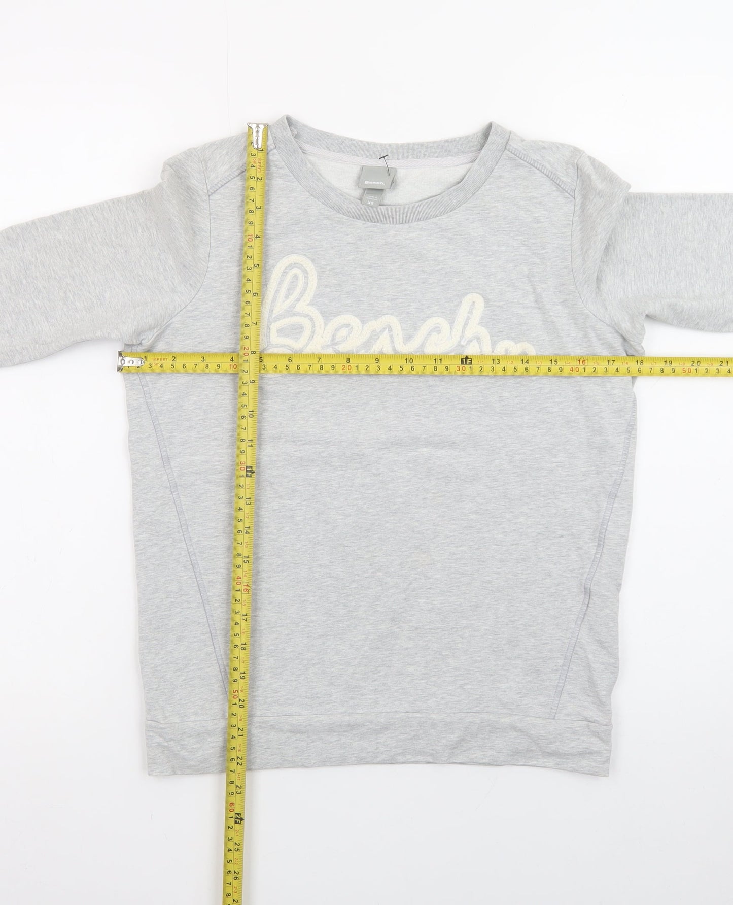 Bench Womens Grey XS Pullover Sweatshirt with Logo Front