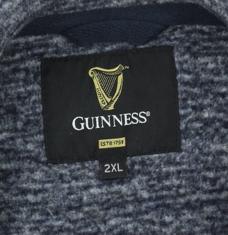 Guinness Men's Blue 2XL Full Zip Fleece Sweatshirt