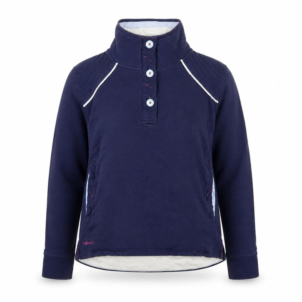 Tayberry Women’s Navy Henley Sweatshirt M Long Sleeve Cotton Blend