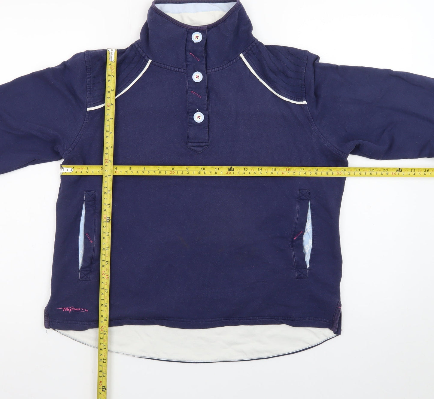 Tayberry Women’s Navy Henley Sweatshirt M Long Sleeve Cotton Blend