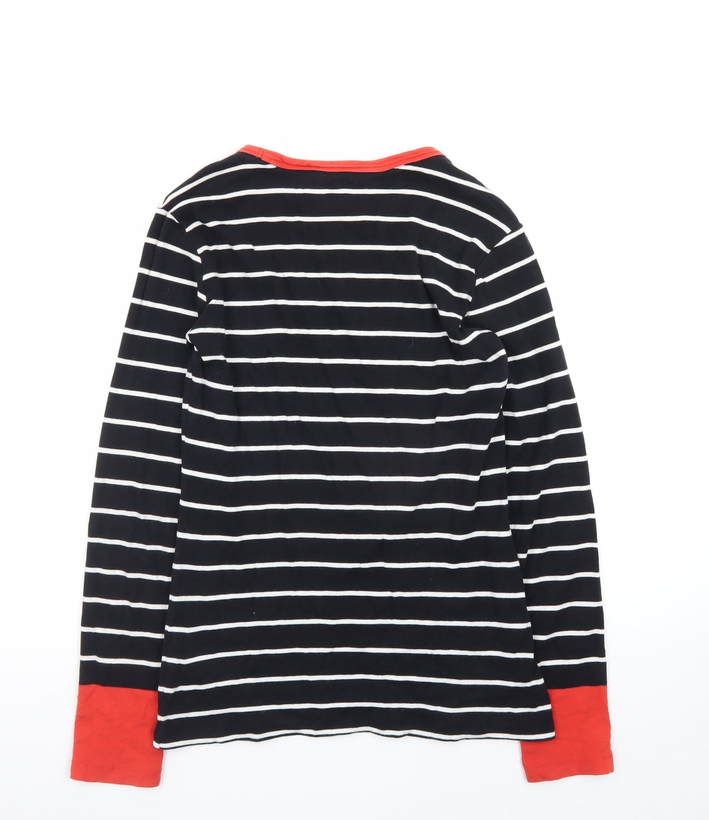 Long Tall Sally Womens Black Striped Long Sleeve Cotton T-Shirt Size S
