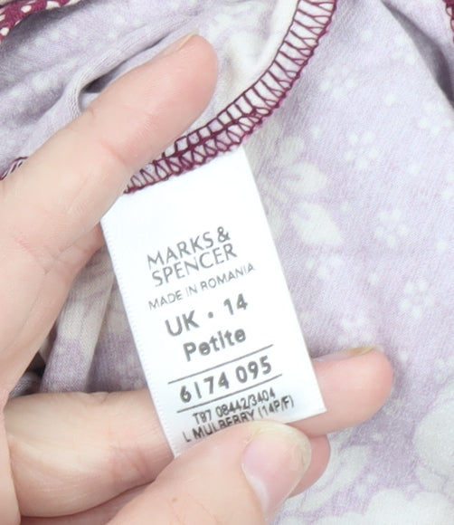 Marks and Spencer Women’s Purple Floral Wrap Blouse Size 14 Petite