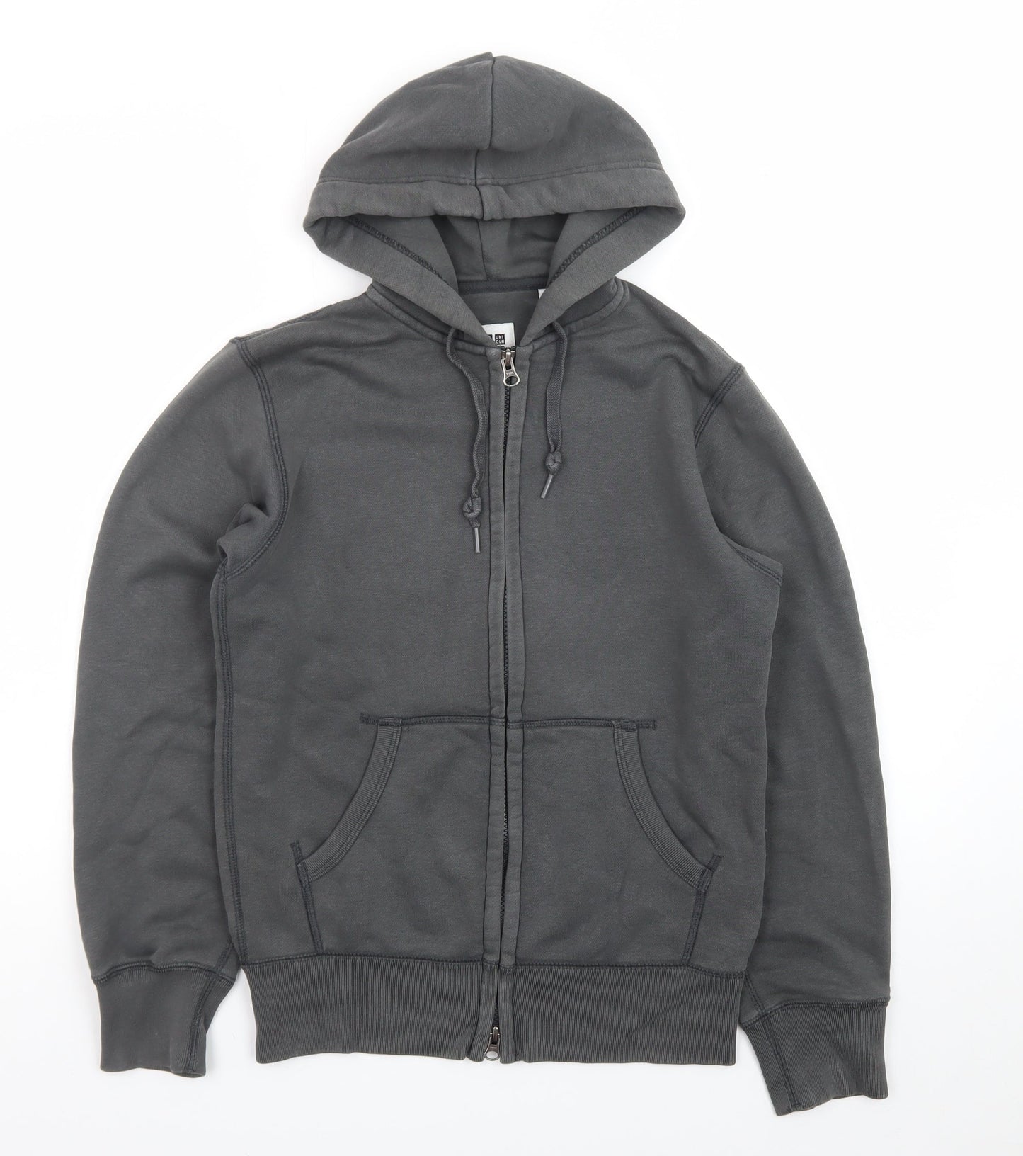Uniqlo Men Grey Full Zip Hoodie Size S Regular Fit Cotton Blend