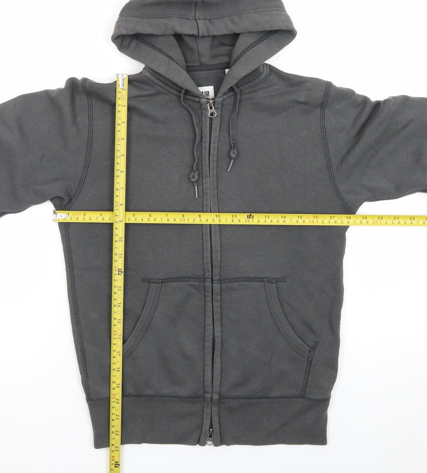 Uniqlo Men Grey Full Zip Hoodie Size S Regular Fit Cotton Blend