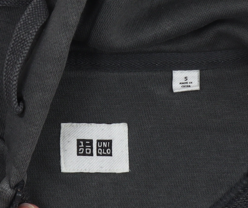 Uniqlo Men Grey Full Zip Hoodie Size S Regular Fit Cotton Blend