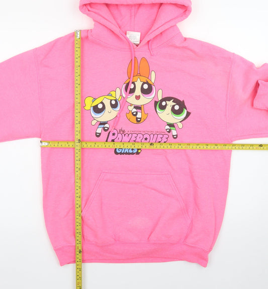 Cartoon Network Powerpuff Girls Pink Hoodie Womens Small Pullover Cotton Mix