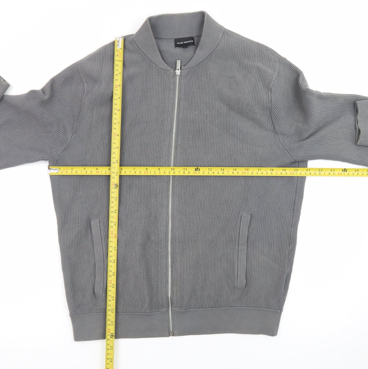 Club Monaco Men's Grey Cotton Blend Bomber Jacket M Casual Zip Up